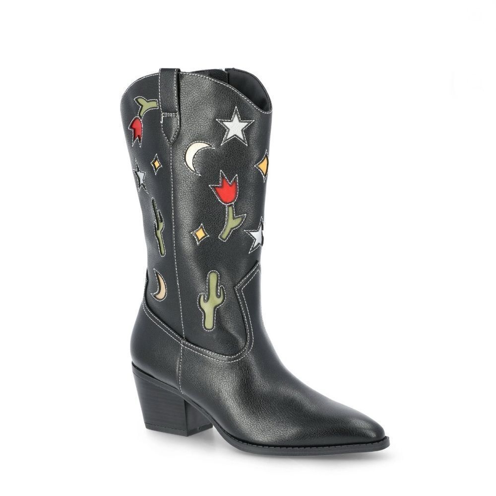 Western Boots Black Novelty Southwestern Cowgirl Desert Vibes Country Size 10 - Picture 6 of 10